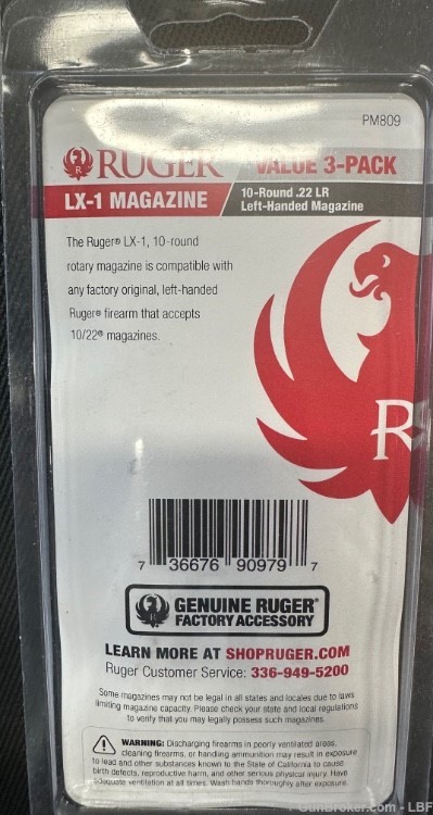 Ruger 10/22 LEFT HAND Magazine LX-1 (3 Pack) 10rnd .22LR -img-1