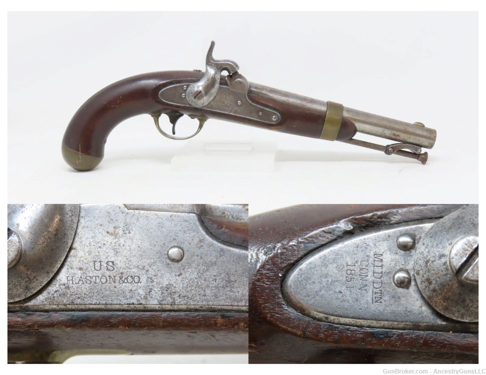 Antique HENRY ASTON & Co. U.S. Contract M1842 .54 Smoothbore Pistol DRAGOON-img-0