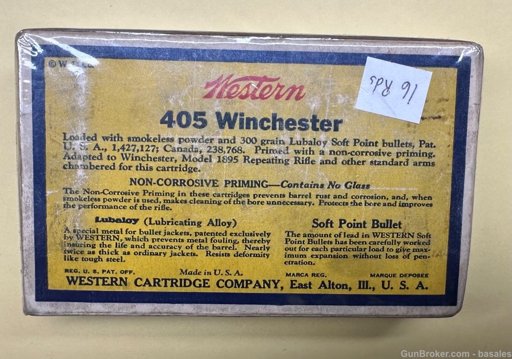 Vintage Western Cartridges 405 Winchester 16 Round Box-img-2