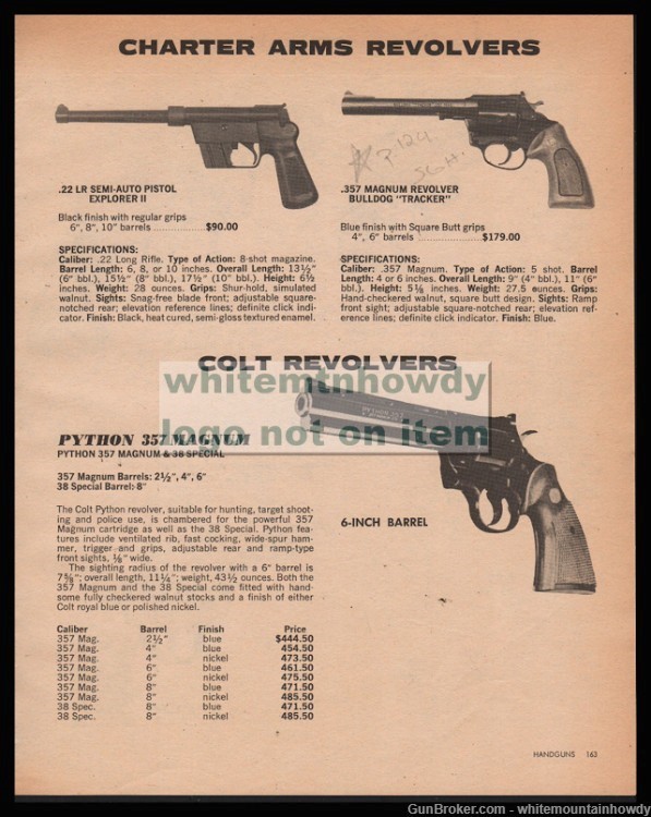 1981 COLT Python .357 Magnum Revolver shown with Charter Pistol-img-0