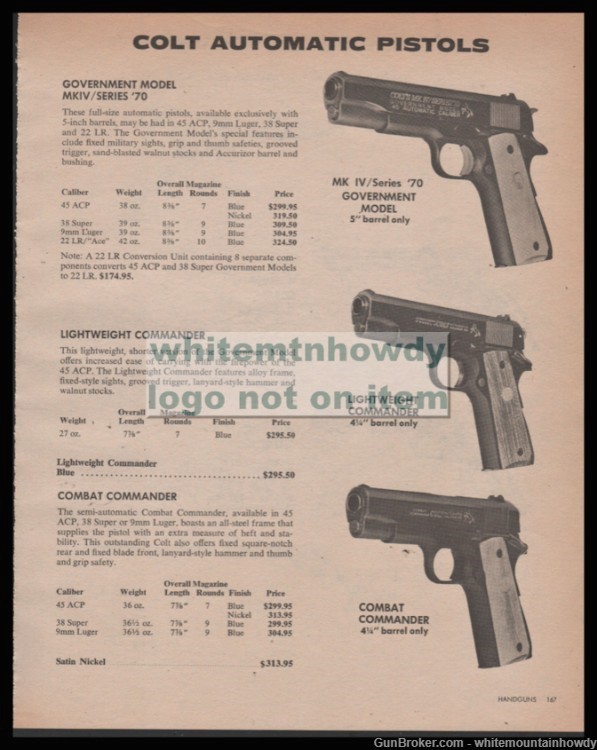 1981 COLT MK IV Seroes '71 Government and Commander Pistol PRINT AD-img-0