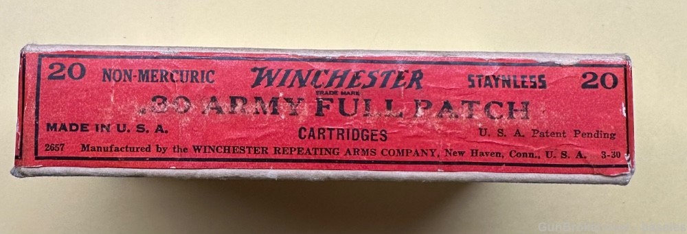 Vintage Winchester .30 Army Sealed 20 Round Box-img-1