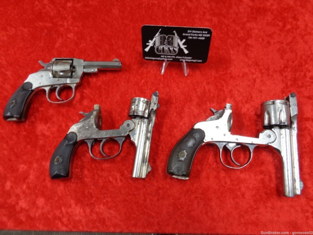 3 Revolver LOT Forehand Chicago Arms Hopkins Allen 32 S&W Nickel Top Break -img-35