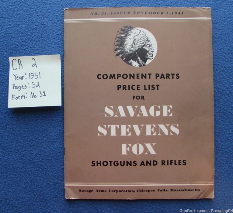 Vintage 1951 Savage Stevens Fox Parts List + Prices-img-0