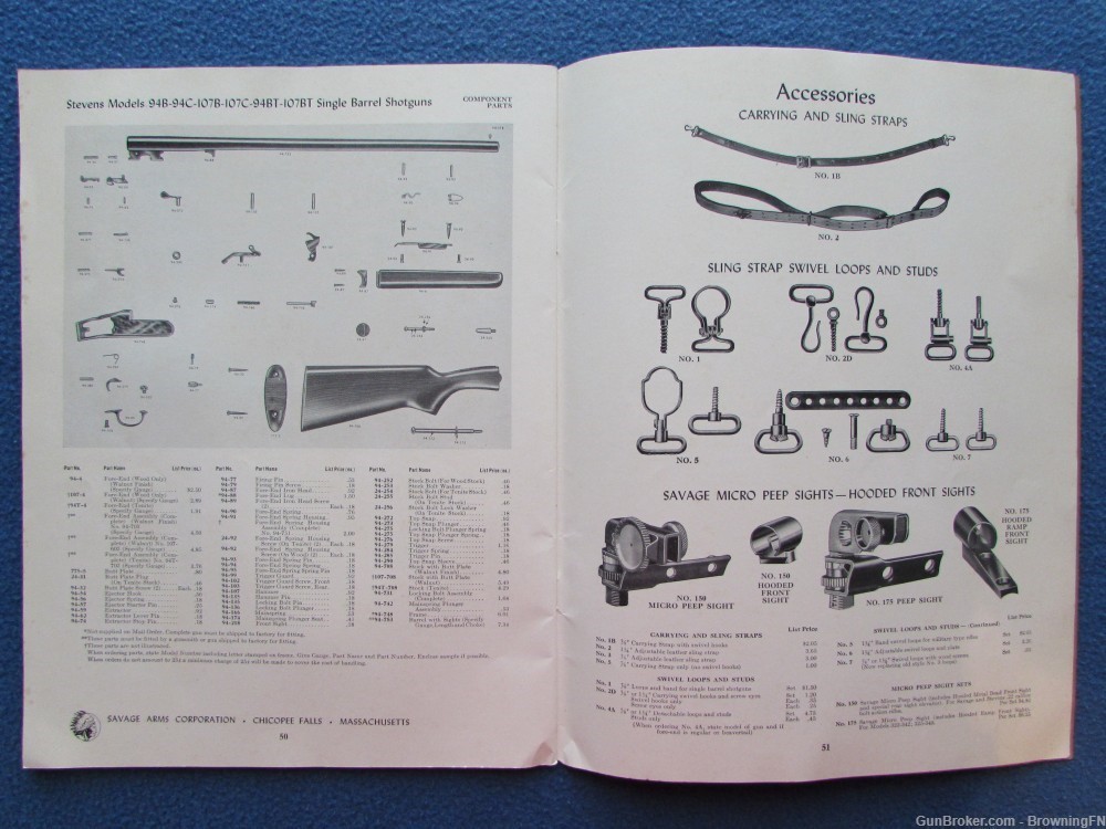Vintage 1951 Savage Stevens Fox Parts List + Prices-img-2