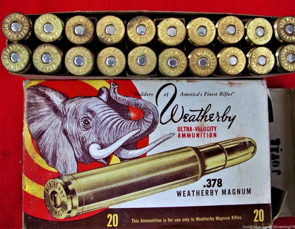 20 rounds Weatherby .378 Magnum 300 gr. RN SP Early Elephant Box-img-5