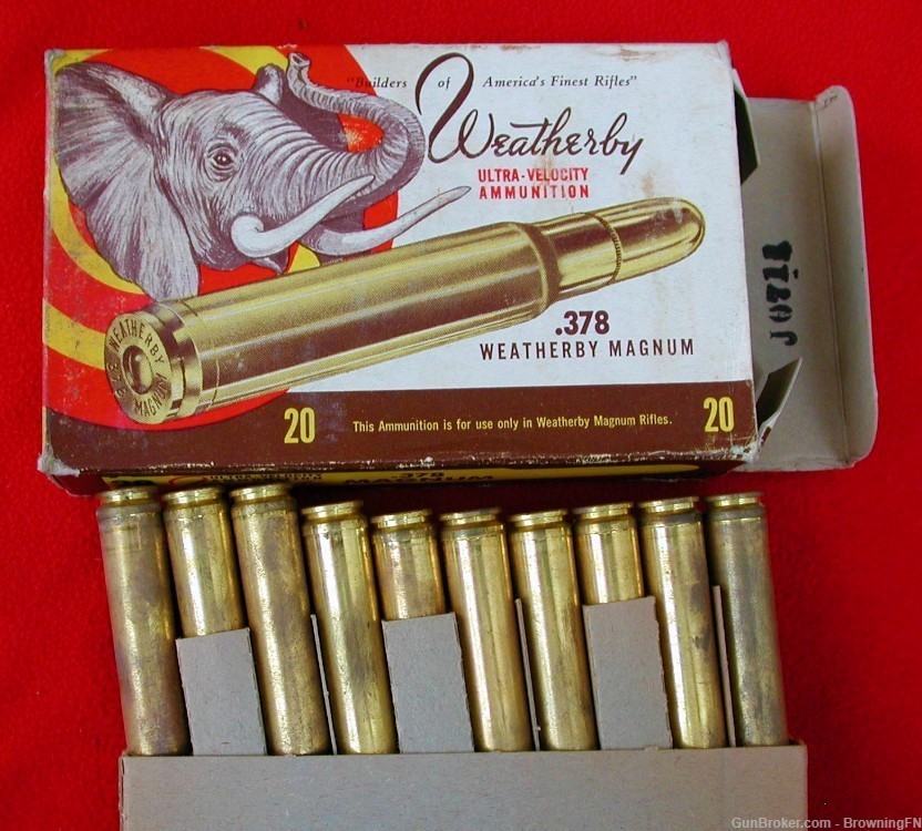 20 rounds Weatherby .378 Magnum 300 gr. RN SP Early Elephant Box-img-3
