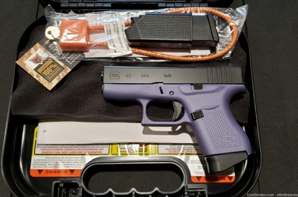 Glock 43 Crushed Orchid 3.4" 9mm 2mags Exclusive color, USA made-img-0