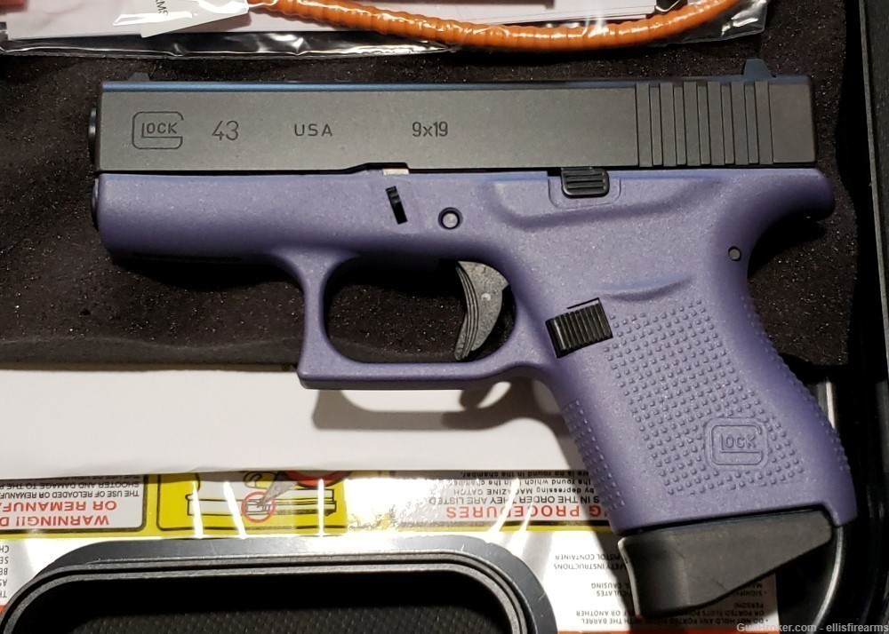Glock 43 Crushed Orchid 3.4" 9mm 2mags Exclusive color, USA made-img-1