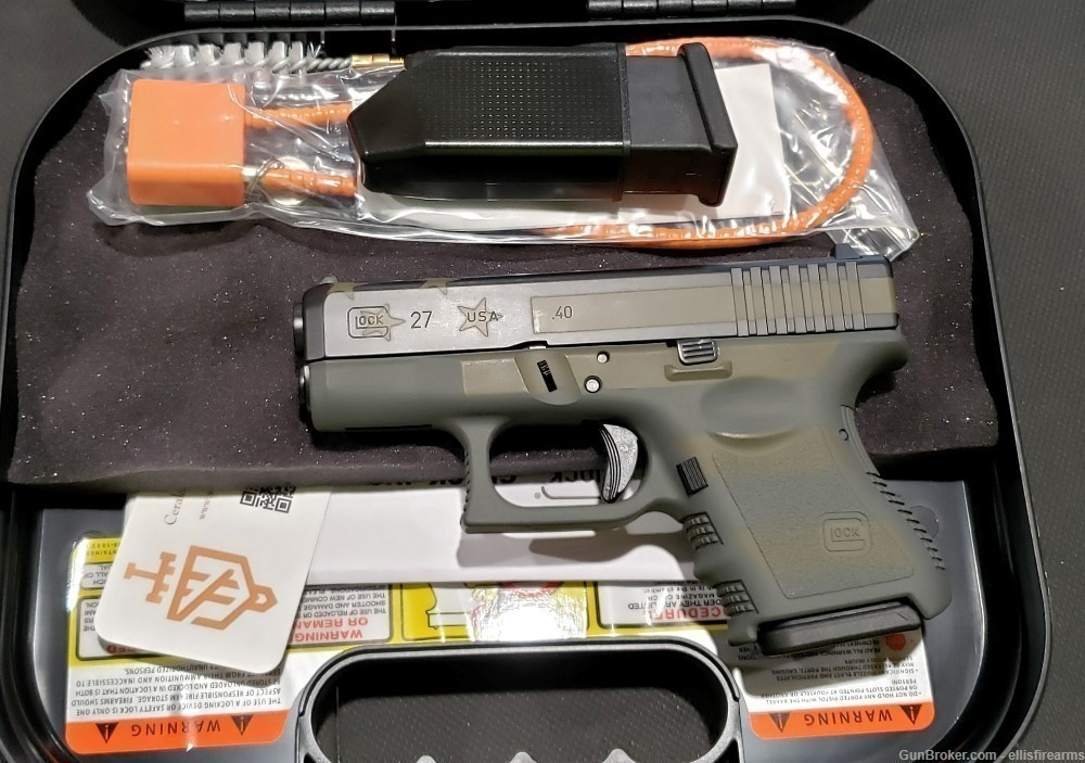 Glock 27 gen3 Green/Gray Flag Cerakote 3.43" 40s&w 2-9rd mags CA legal-img-0