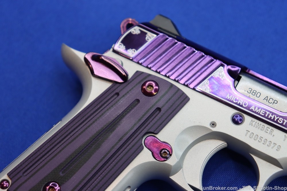 Kimber Model MICRO 380 Pistol Amethyst Purple 380ACP G10 Compact SAO PVD-img-9