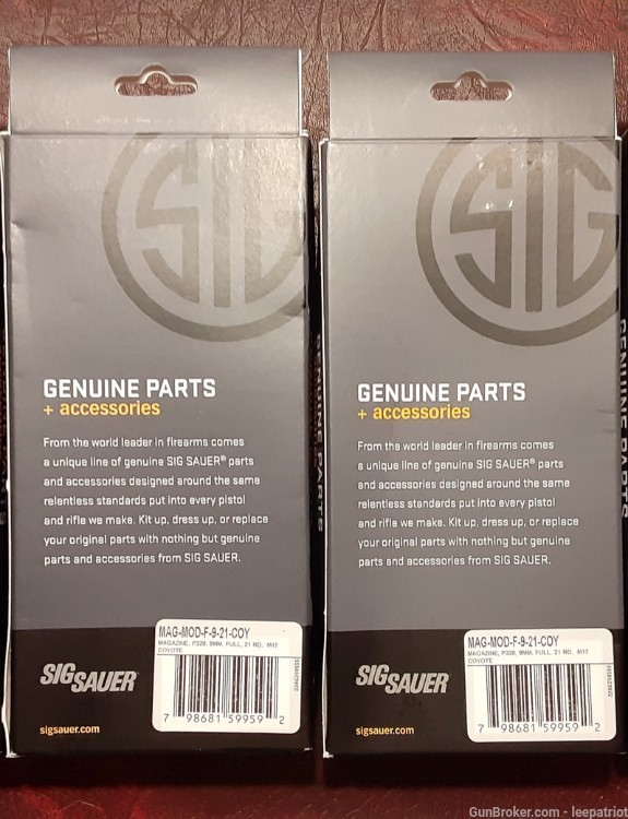 Lot Pair of Sig Sauer Factory P320 M17 M18 21rd Coyote Magazines 21 Round-img-1
