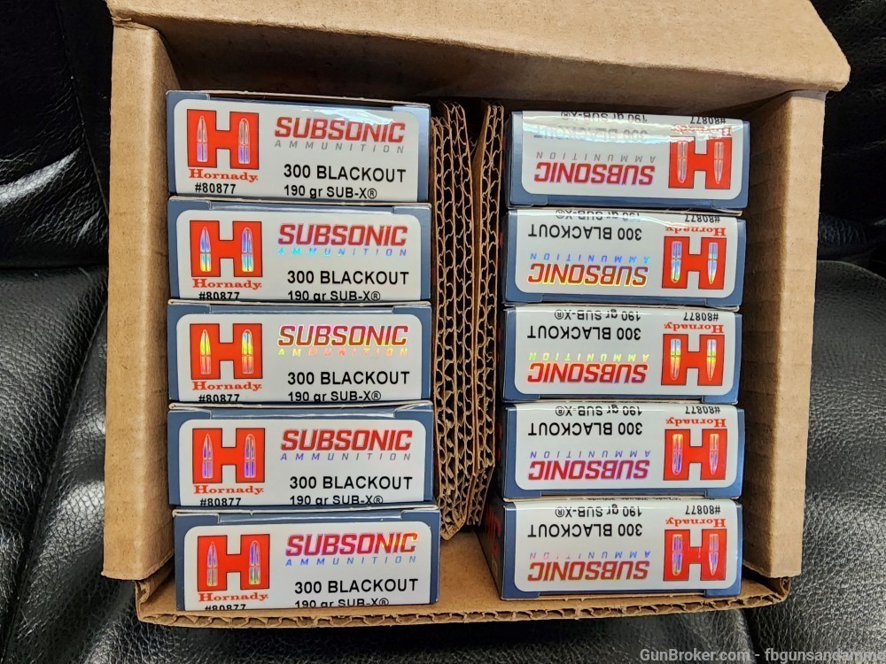 200 ROUNDS HORNADY SUBSONIC .300 BLACKOUT 190 SUB-X BLK BLACK OUT SUBX FLEX-img-1