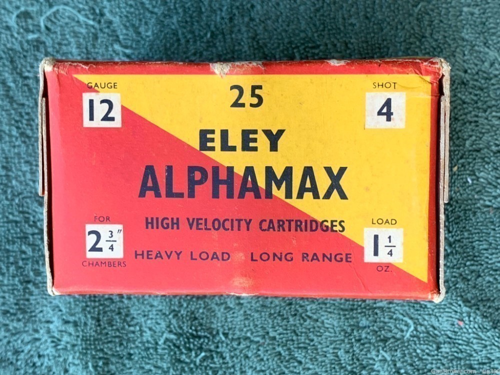 VINTAGE ELEY ALPHAMAX 12GA SHOT SHELLS IN FULL BOX-img-3
