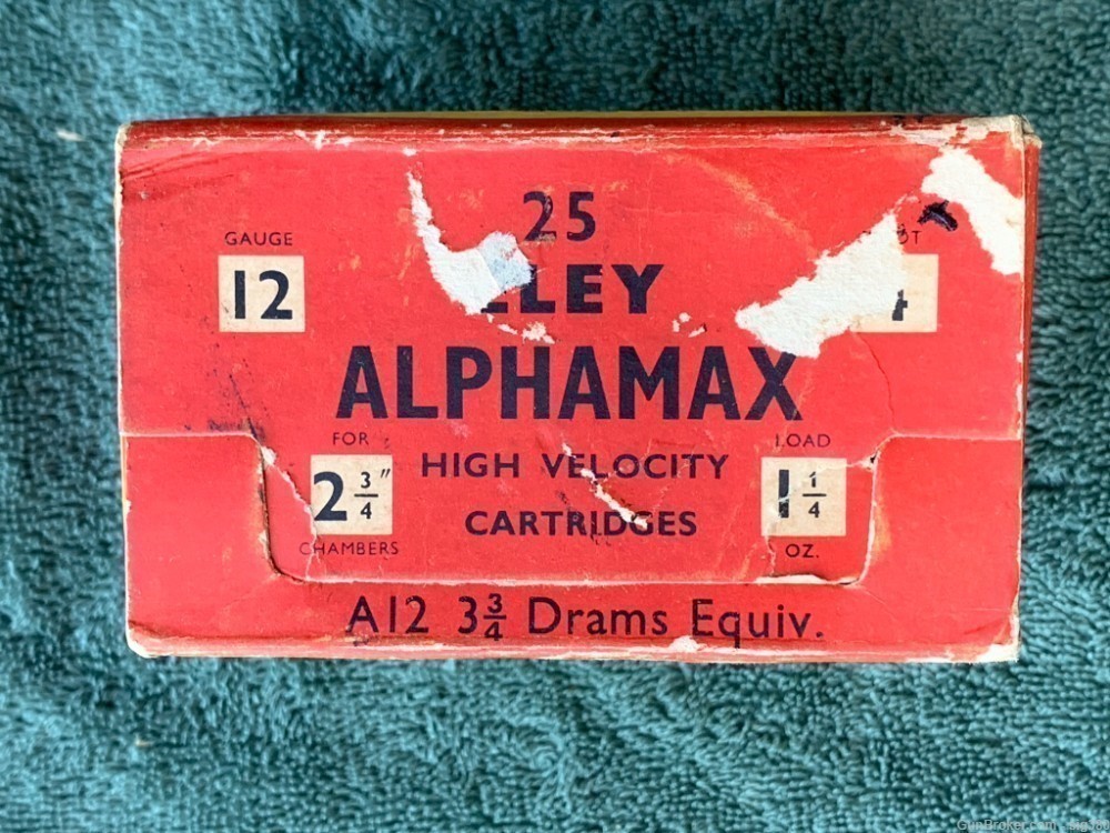 VINTAGE ELEY ALPHAMAX 12GA SHOT SHELLS IN FULL BOX-img-2