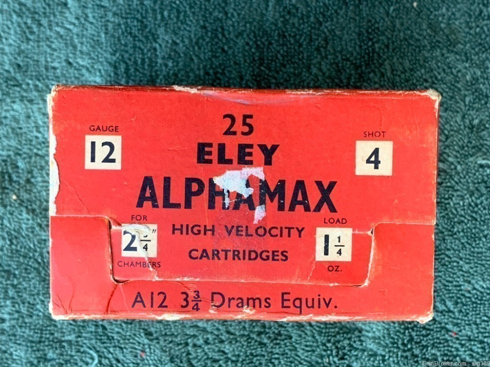 VINTAGE ELEY ALPHAMAX 12GA SHOT SHELLS IN FULL BOX-img-4