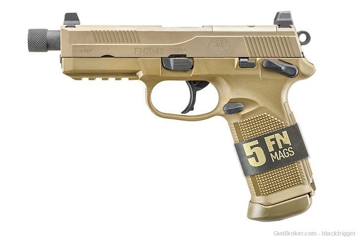 FN 66-101634 FNX-45 Tactical DA/SA 45ACP 5.3" TB 15+1 FDE High NS 5 mags   -img-1