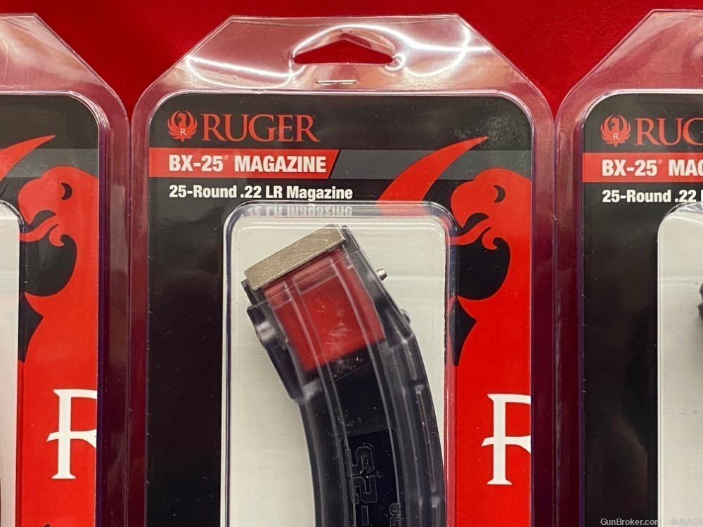 3 factory Ruger BX-25 .22LR 25rd Magazines w clear side-img-1