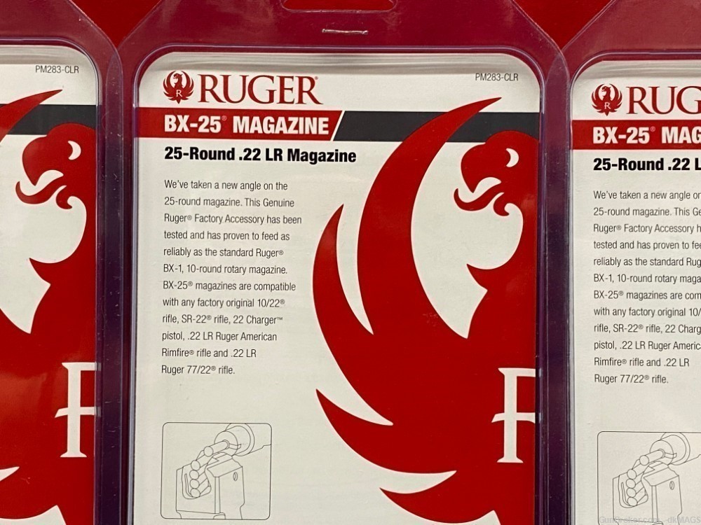 3 factory Ruger BX-25 .22LR 25rd Magazines w clear side-img-4
