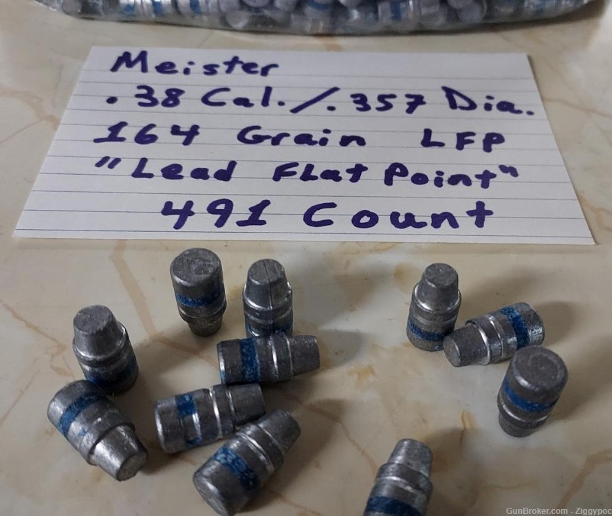 Meister Lead Alloy Cast Bullets-.38 Cal./.357 Dia. 164 Gr. LFP-491 Bullets-img-2