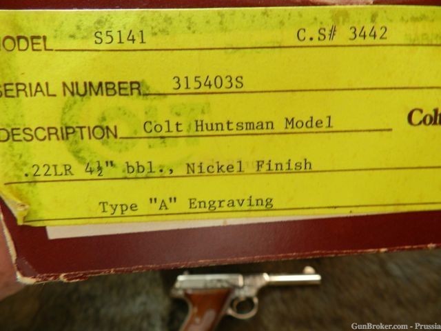 Colt Huntsman 22LR 4 1/2" Nickel A Factory Engraved NIB-img-11