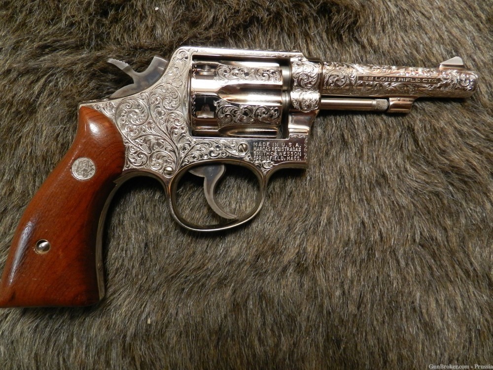 Smith & Wesson Model 45-2 22 Cal 4" Nickel A+ Factory Master Engraved NIB-img-4