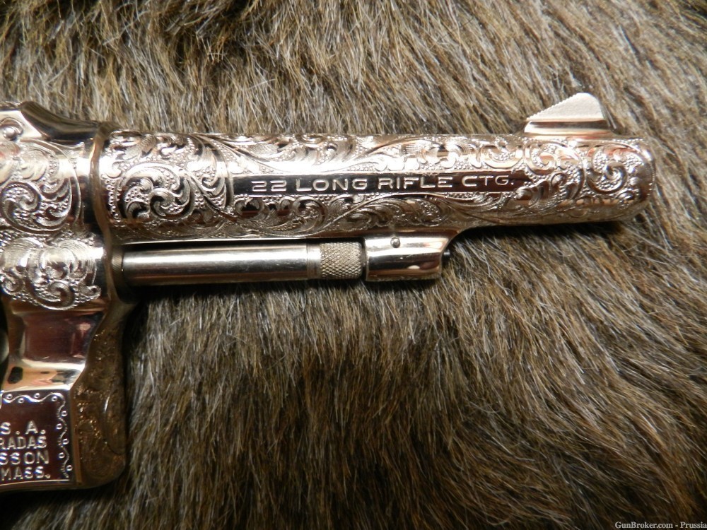 Smith & Wesson Model 45-2 22 Cal 4" Nickel A+ Factory Master Engraved NIB-img-7