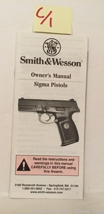 S&W Smith & Wesson Sigma Models Owners Instruction Manual-img-0