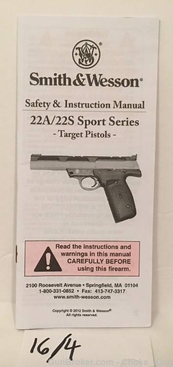 Orig S&W 22a 22s Owners Instruction Manual-img-0