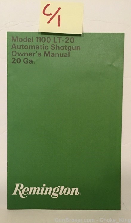 Remington1100 LT 20  Vintage Owners Instruction Manual-img-0