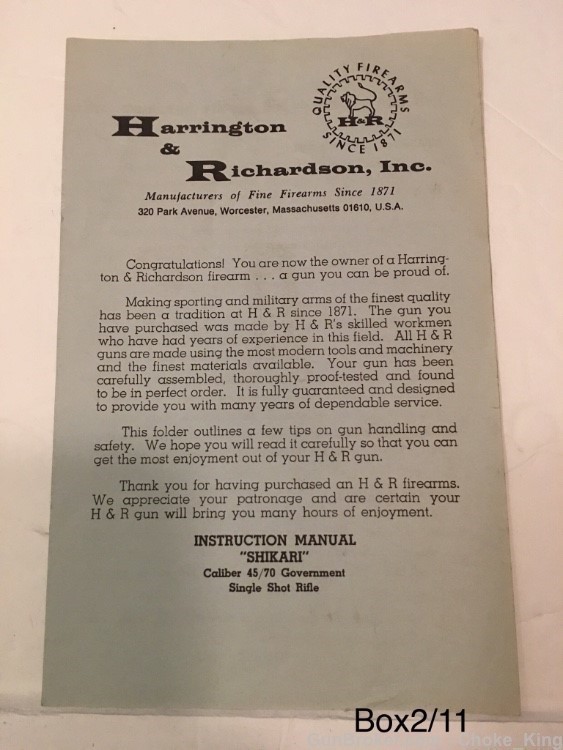 Harrington & Richardson Shakira  H&R Owners Manual-img-1