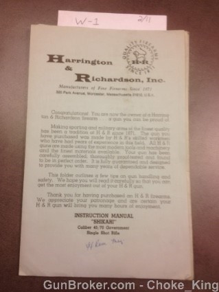 Harrington & Richardson Shakira  H&R Owners Manual-img-0