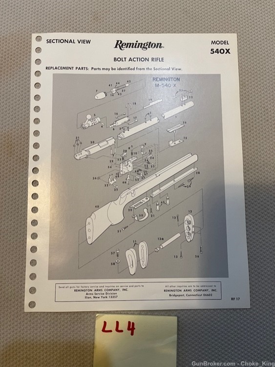 Remington Model 540X Parts List Schematic -img-0