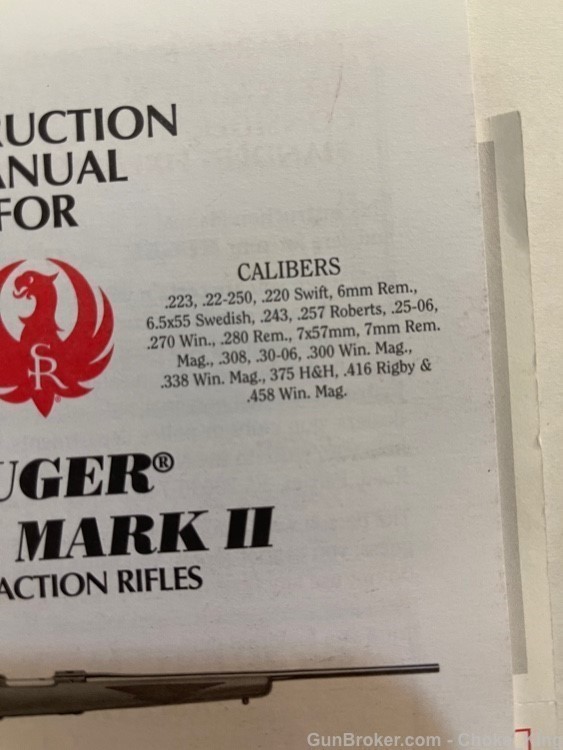 Ruger Model 77 1/98 Owners Manual 223, .22-250, .220 Swift, 6mm Rem., 6.5x5-img-1