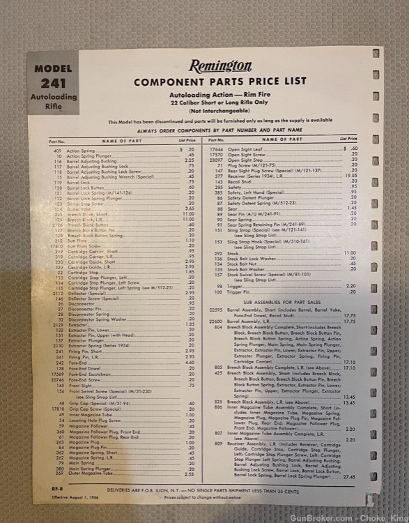 Remington 241 Parts list Schematic -img-1