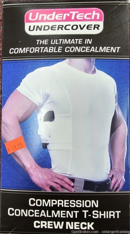 UNDERTECH COMPRESSION CONCEALMENT T-SHIRT CREW NECK, WHITE, SMALL.  -img-0