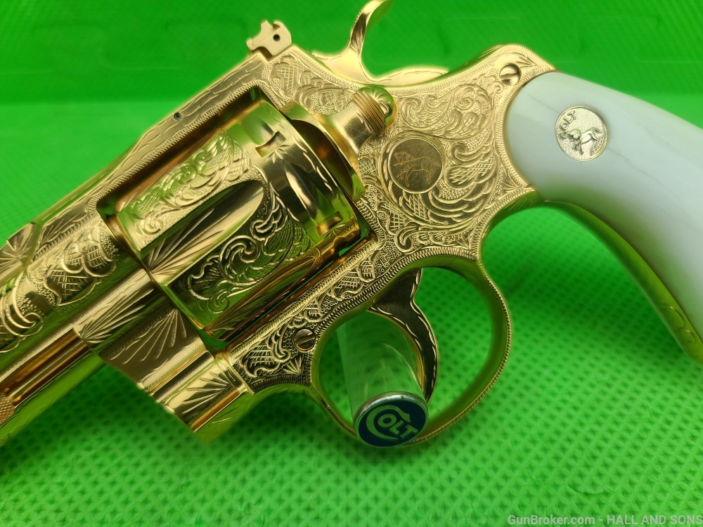 Colt PYTHON 357 Mag * FLANNERY HAND ENGRAVED * 3" * 24 KARAT GOLD PLATED-img-25
