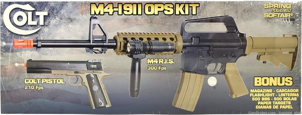 Colt Soft Air RIS Spring Airsoft Rifle and Pistol On-Duty Kit, Tan 180790-img-6