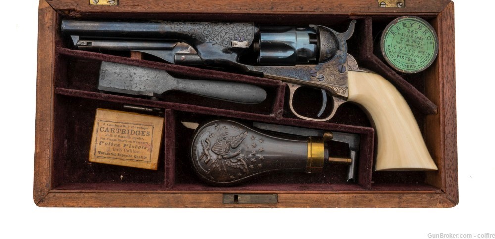 BEAUTIFUL PRESENTATION FACTORY ENGRAVED CASED COLT 1862 POLICE (AC353)-img-2