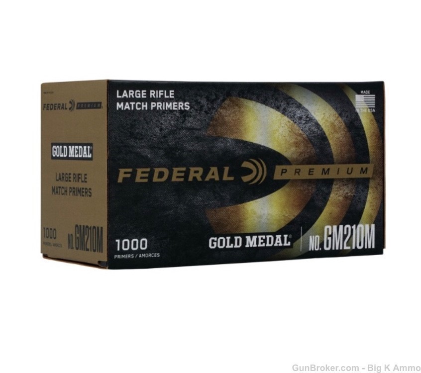 1000 Federal Premium Gold Medal No. GM210M Large Rifle Primers 1,000 count-img-0