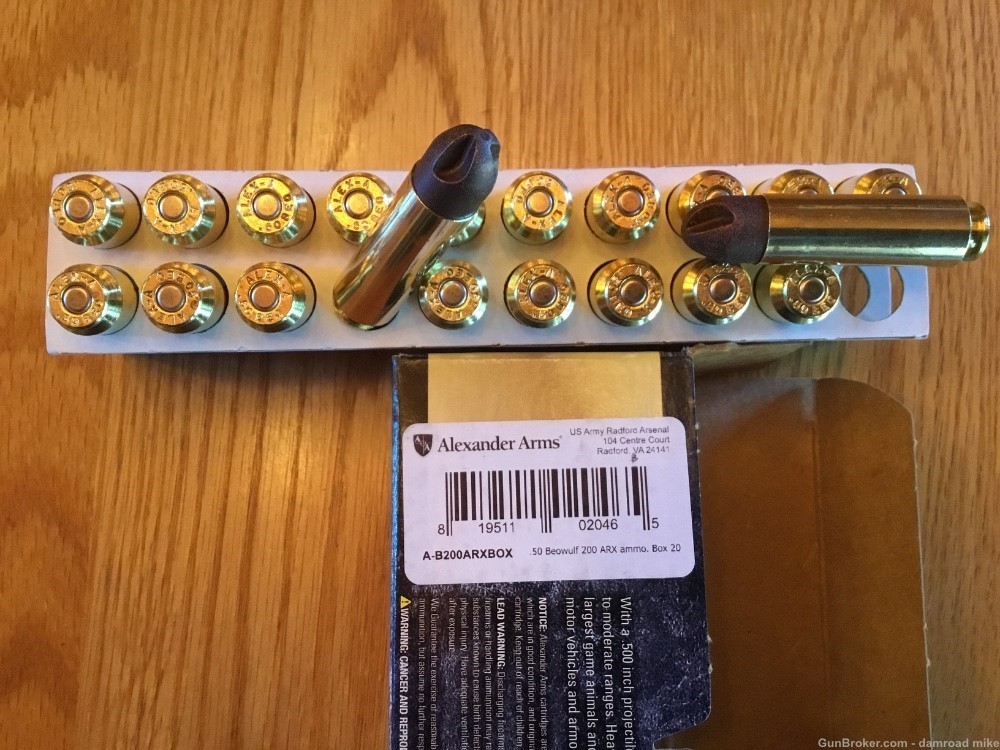 Alexander Arms .50 Beowulf 200 ARX Polycase Ammo 20 rds. Per Box-img-1