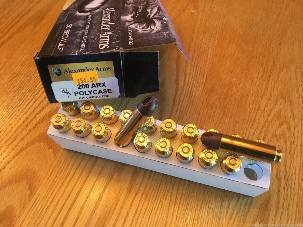 Alexander Arms .50 Beowulf 200 ARX Polycase Ammo 20 rds. Per Box-img-0