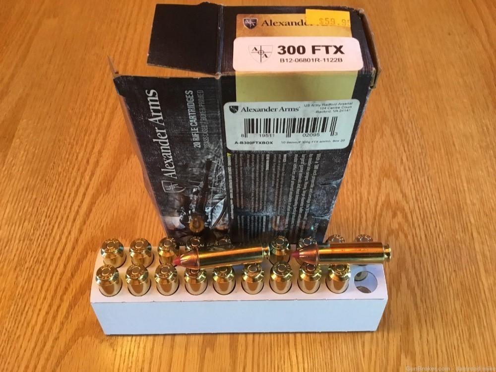 Alexander Arms .50 Beowulf 300 FTX Ammo 20 rds. Per Box-img-1