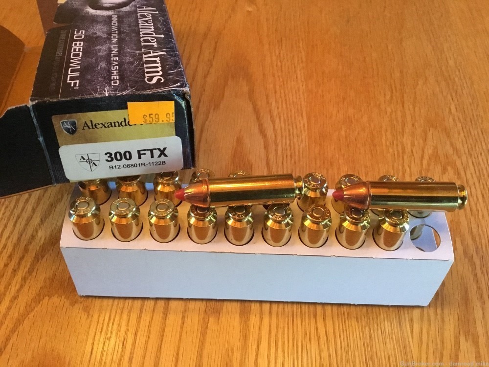 Alexander Arms .50 Beowulf 300 FTX Ammo 20 rds. Per Box-img-0