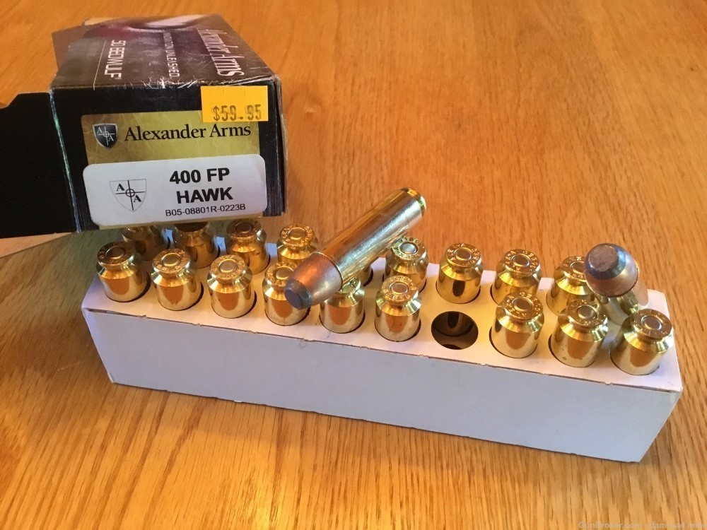 Alexander Arms .50 Beowulf 400 FP Hawk Ammo 20 rds. Per box-img-1