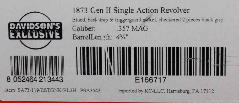 NIB PIETTA 1873 GUNFIGHTER REVOLVING PISTOL, .357 MAG, 4.75" BRL, 6 RND-img-3