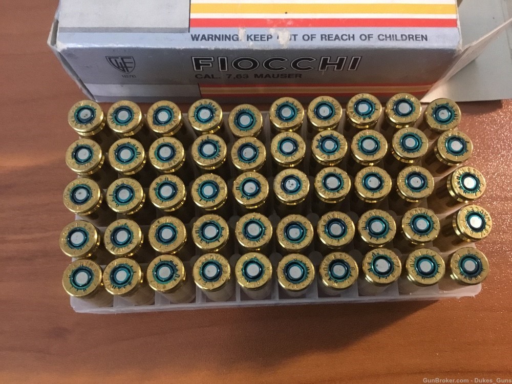 Fiocchi 7.63 Mauser, 88 grain F.M.J. Box of 50 rounds-img-2