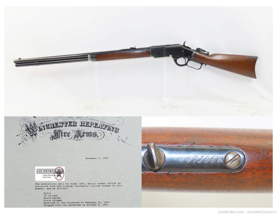1893 LETTERED Antique WINCHESTER M1873 .38-40 WCF Lever Action REPEATING RI-img-0