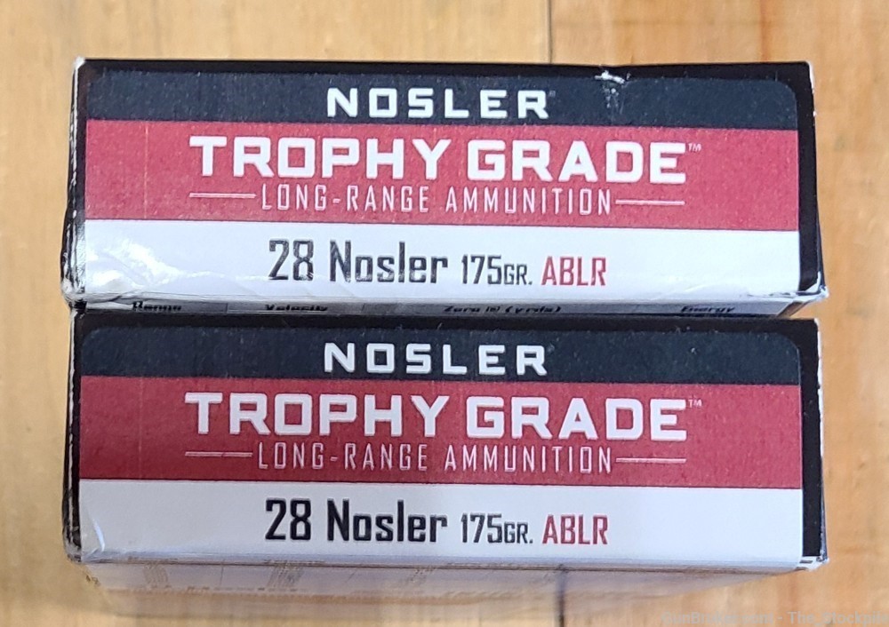 Nosler 28 Nosler Trophy Grade 175gr ABLR Lot of 40 Rounds Factory NIB-img-0