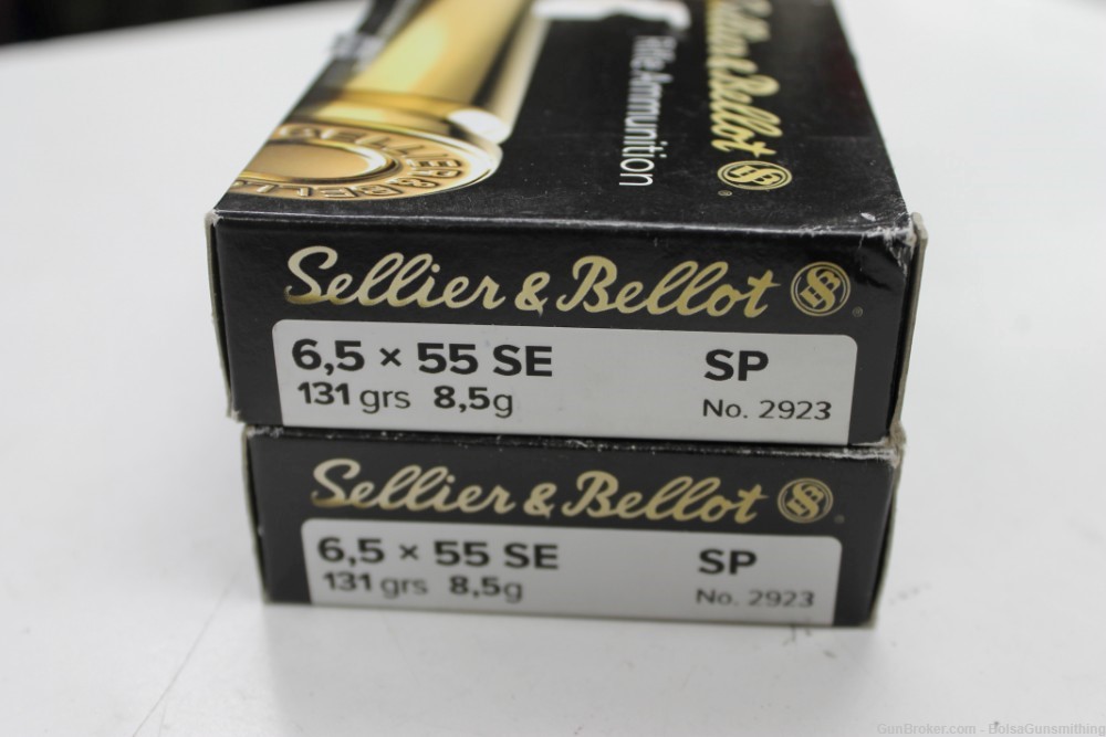 2 boxes (40 rounds) of Sellier and Bellot 6.5x55 SE-img-0